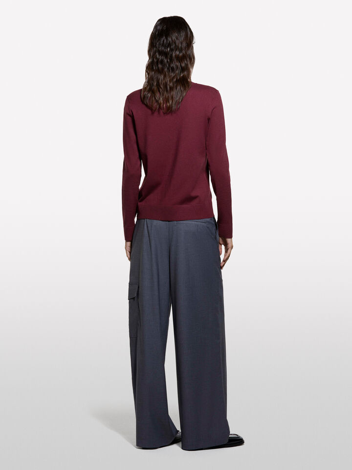 Burgundy crew neck top - women's crew neck sweaters - Burgundy | Sisley image number 2
